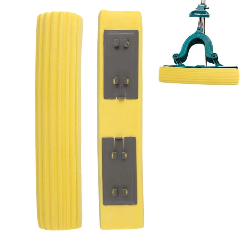 اسفنج ممسحة لتنظيف الأرضية ممسحة رأس العبوات PVA Sponge Rollermop Heads بدائل الإسفنج Mop استبدال Super Astorbbent MoP Mop إعادة ملء أداة التنظيف المنزلية مجموعة صفراء من 2 - Image 1