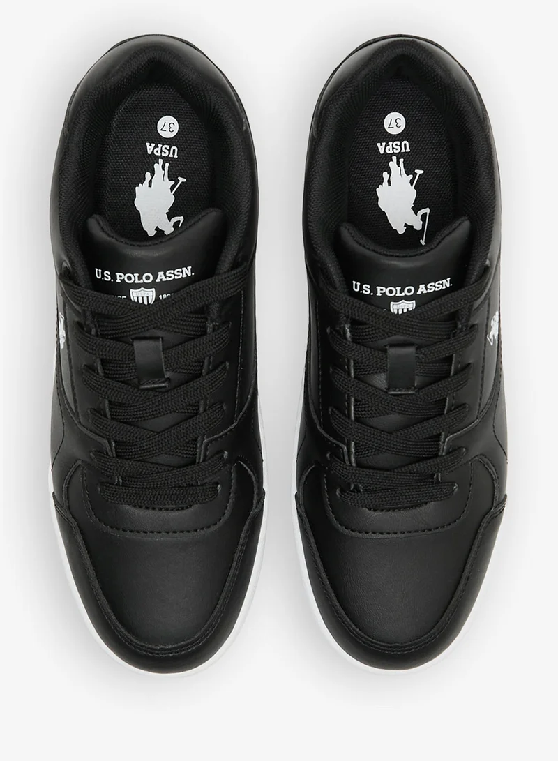U.S. Polo Assn. Black Women's Black Low-Top Sneakers - Classic Design with Contrast White Sole, Comfortable Everyday Casual Shoes for Women | Best Price UAE