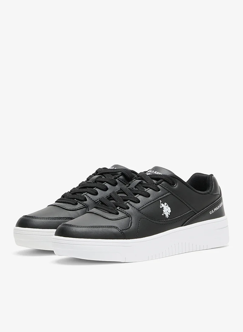 U.S. Polo Assn. Black Women's Black Low-Top Sneakers - Classic Design with Contrast White Sole, Comfortable Everyday Casual Shoes for Women | Best Price UAE