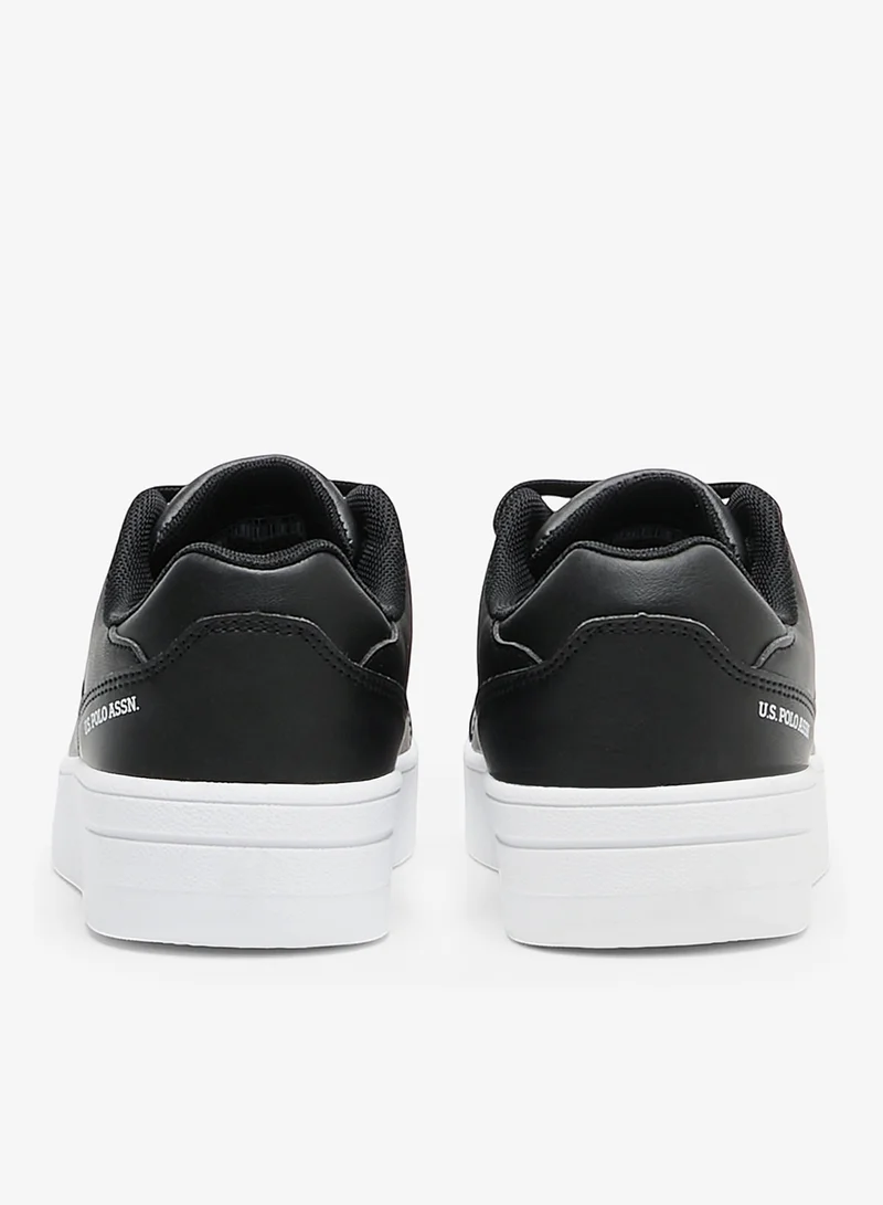 U.S. Polo Assn. Black Women's Black Low-Top Sneakers - Classic Design with Contrast White Sole, Comfortable Everyday Casual Shoes for Women | Best Price UAE