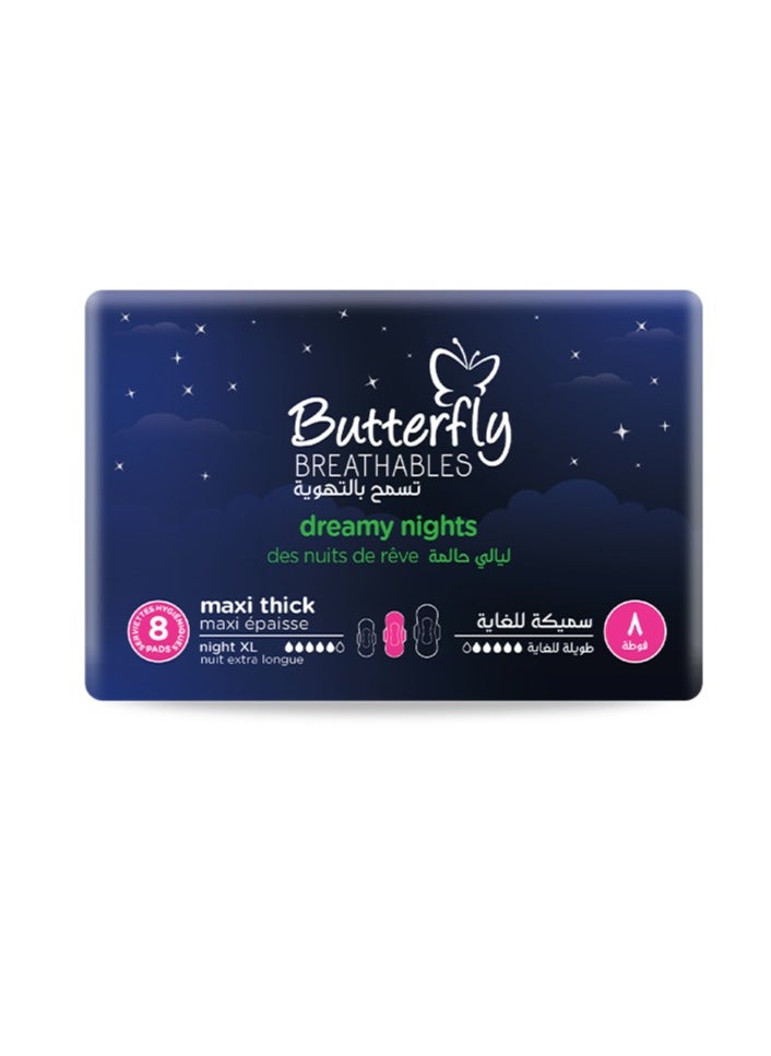 BUTTERFLY Butterfly Breathables Sanitary Pads Maxi Dry Night Light XL - Pack of 8, PROMO PACK  - Image 2