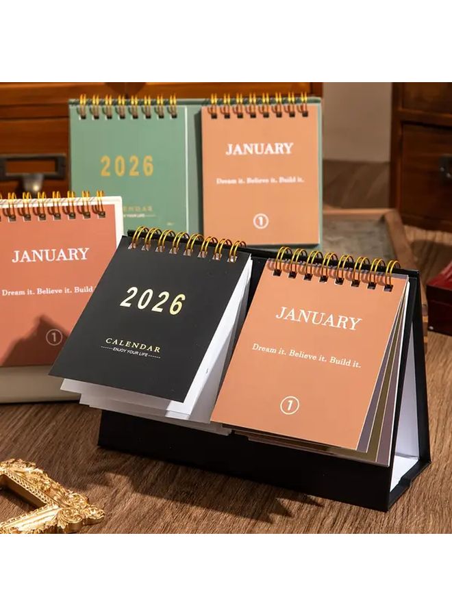 تقويم مكتبي أسود 2026 مع مخطط شهري وأسبوعي - Image 1