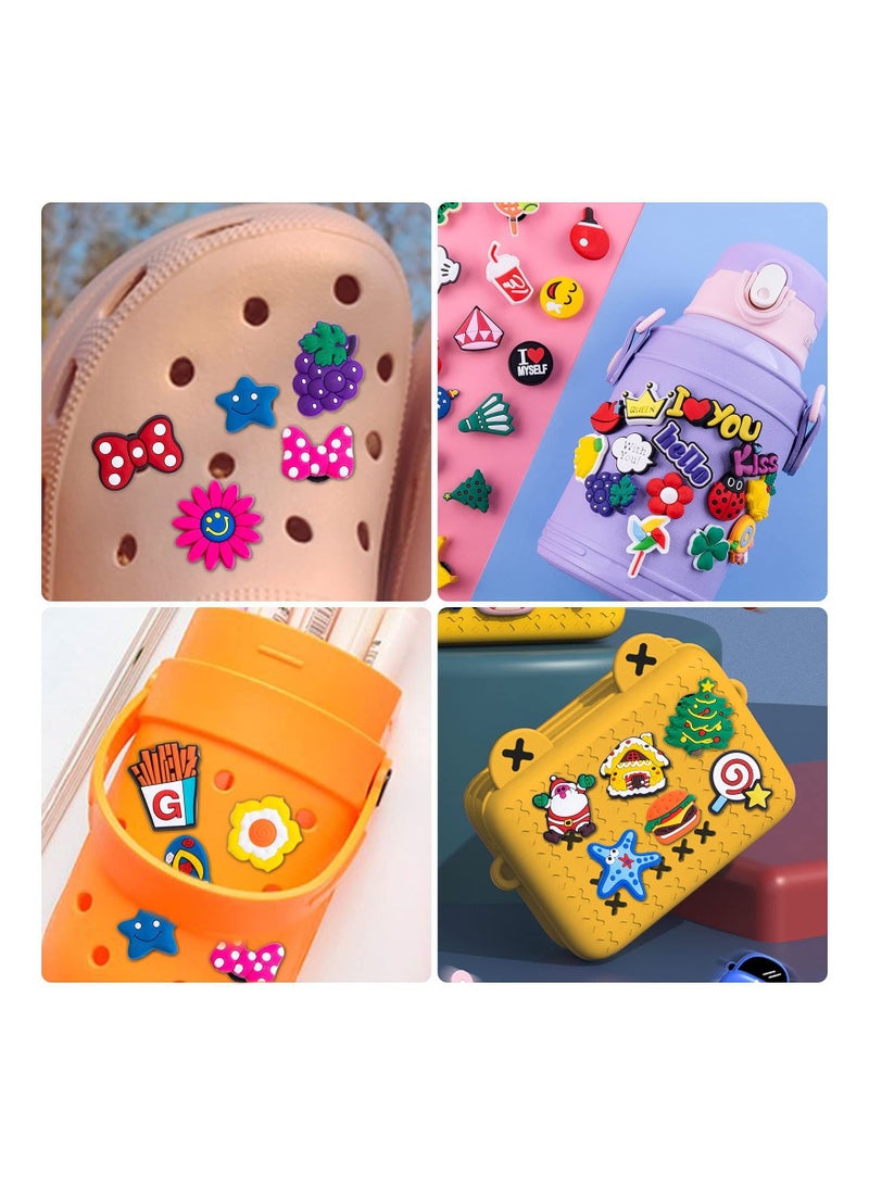 Shoe Charms 100 pcs Shoe Charms Fit for Shoes and Wristband Bracelet Decoration Different Shape Charms Party Gift Fit Wristband for Kids and Teens Unisex Adult Party Favor Random
