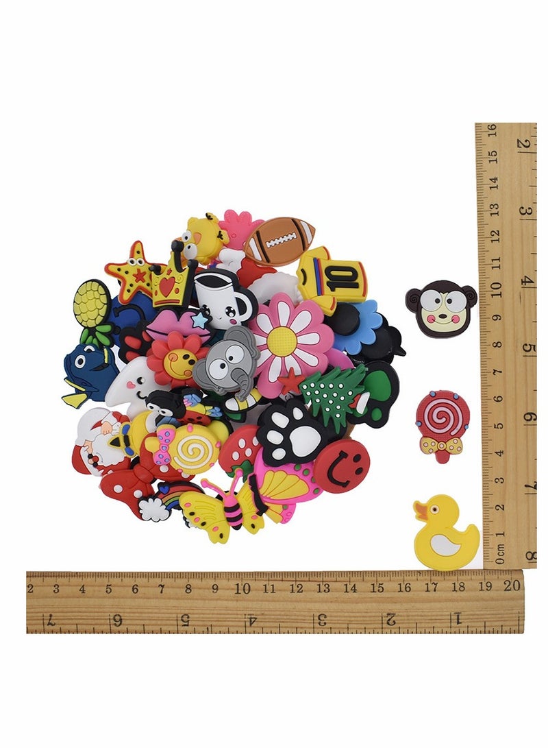 Shoe Charms 100 pcs Shoe Charms Fit for Shoes and Wristband Bracelet Decoration Different Shape Charms Party Gift Fit Wristband for Kids and Teens Unisex Adult Party Favor Random