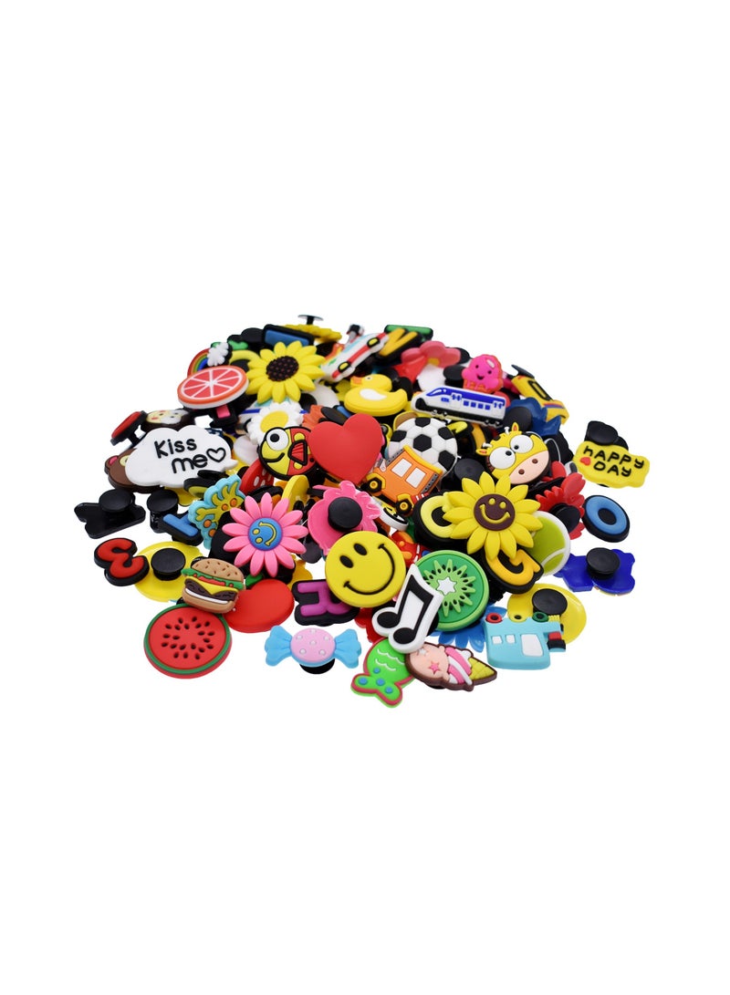 Shoe Charms 100 pcs Shoe Charms Fit for Shoes and Wristband Bracelet Decoration Different Shape Charms Party Gift Fit Wristband for Kids and Teens Unisex Adult Party Favor Random