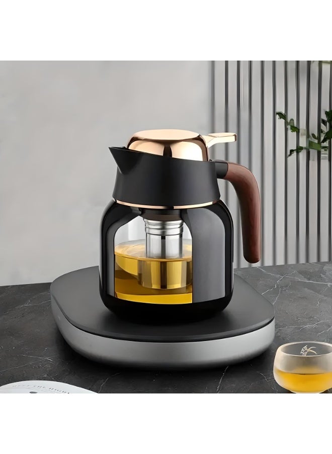 Dxmocos غلاية ترمس من الفولاذ المقاوم للصدأ 316 سعة 1000 مل معزولة بالفراغ – إبريق قهوة حراري مزدوج الجدار مع مصفاة شاي، تصميم زر واحد للمشروبات الساخنة والباردة باللون الأبيض - Image 2