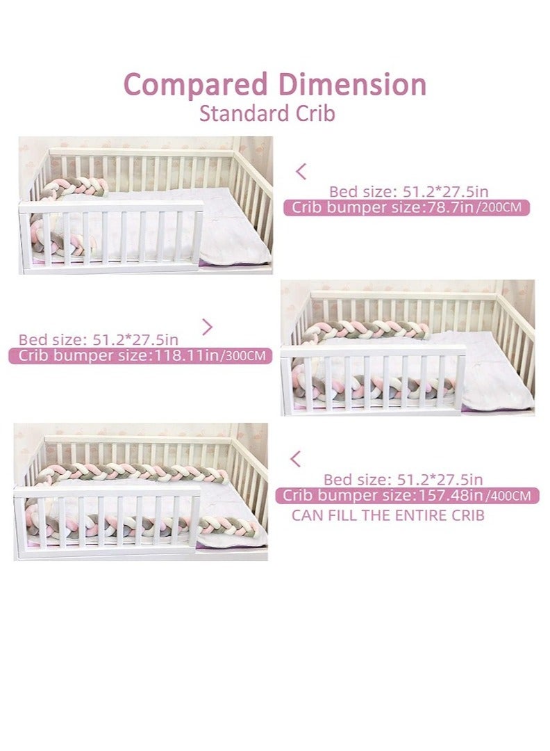 SISGL سلاسل مضفرة من 3 خيوط مربوطة لحماية سرير الأطفال من الاصطدامات، تصميم بسيط لتزيين غرفة الرضع، واقي سرير للأطفال حديثي الولادة، ملحقات سرير الأطفال - Image 3