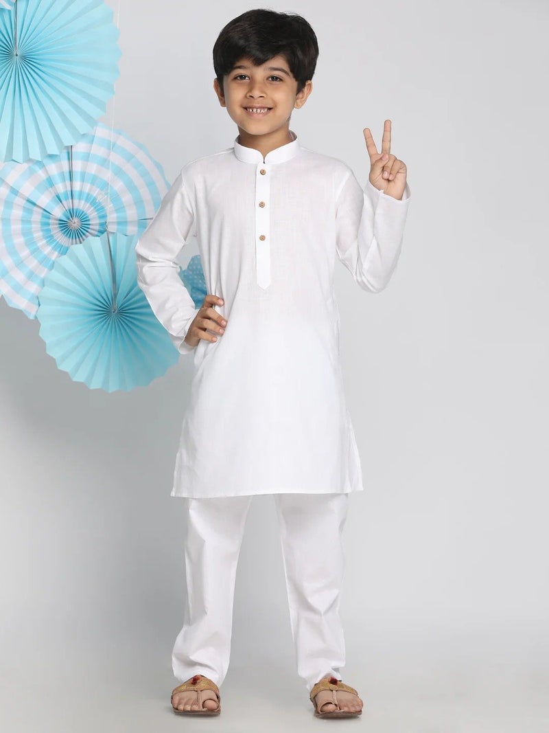 PRASHA Boys' White Kurta Pyjama Set - Image 1
