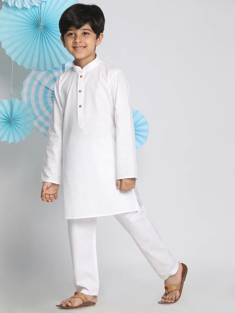 PRASHA Boys' White Kurta Pyjama Set - Image 2