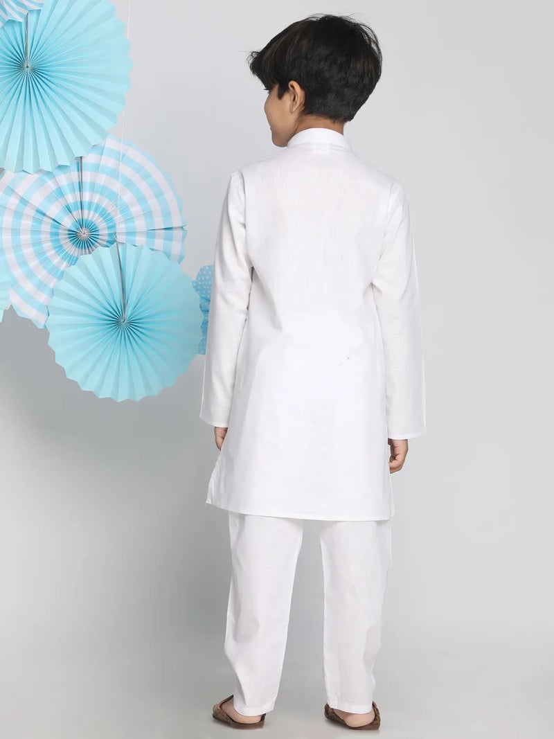 PRASHA Boys' White Kurta Pyjama Set - Image 3