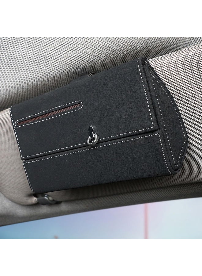 ECVV Car Sunglass Case, Car Visor Sunglasses Holder with Hidden Magnetic Closure, Car Interior Eyeglasses Box, Extra Storage Sleeve, Glasses Clip Protective Storage Car Accessories to All Car-Black - Image 1