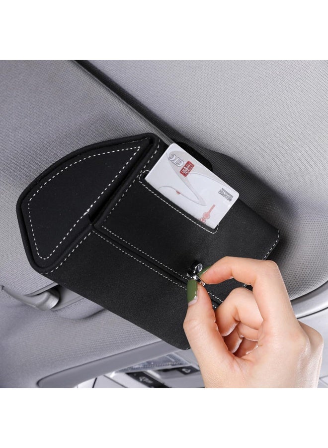 ECVV Car Sunglass Case, Car Visor Sunglasses Holder with Hidden Magnetic Closure, Car Interior Eyeglasses Box, Extra Storage Sleeve, Glasses Clip Protective Storage Car Accessories to All Car-Black - Image 4