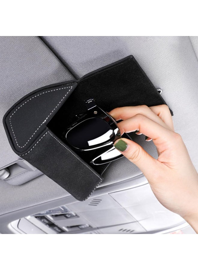 ECVV Car Sunglass Case, Car Visor Sunglasses Holder with Hidden Magnetic Closure, Car Interior Eyeglasses Box, Extra Storage Sleeve, Glasses Clip Protective Storage Car Accessories to All Car-Black - Image 2