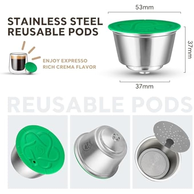 Azonee Reusable Coffee Capsule For Dolce Gusto Stainless Steel Coffee Capsule Pods Metal Refillable Coffee Capsule Filter Refill Pod Compatible With Dolce Gusto Piccolo Genio S Machine - Image 2