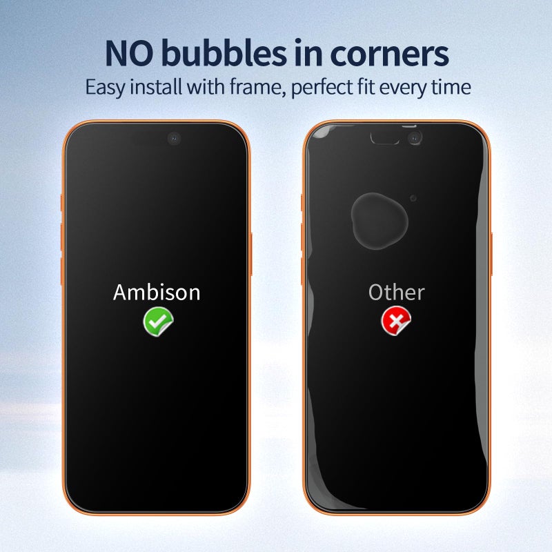 Ambison 2 Pack Matte Screen Protector for iPhone 17 Pro Max 6.9inch 2025, Anti Glare & Anti Fingerprint, No Bubbles, Smooth as Silk, Easy Installation Frame Tempered Glass, Scratch Resistance Military Grade - Image 4