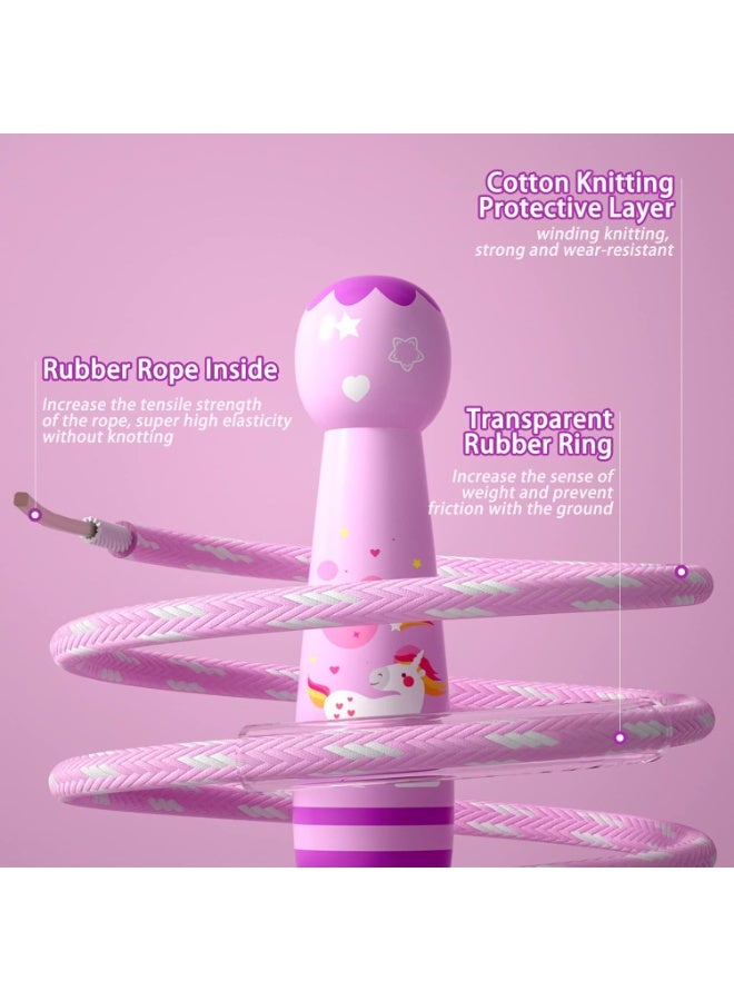 Miamia Jump Rope for Kids - Adjustable Cotton Braided Skipping Rope with Wooden Handle for Girls and Boys Fitness Training, Exercise and Outdoor Activity Pink - Image 4