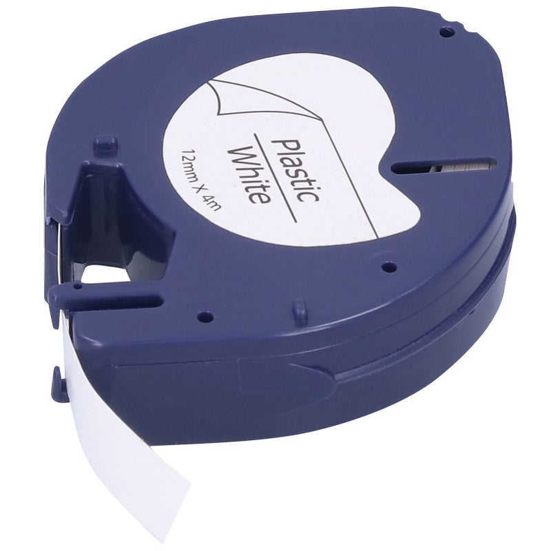 شريط ملصقات استبدالي لجهاز دايما لتراتاج — قطع غيار لطباعة يدوية، أبعاده 12 ملم × 4 أمتار، أحرف سوداء على خلفية بيضاء 91201 - Image 1