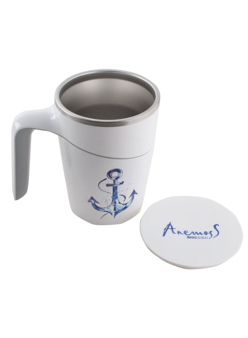 Anemoss Stainless Steel Coffee Mug 470 ml, Non-spillable Coffee Cup, Spill Proof Suction Bottom Tea Cup, BPA Free, Marine Theme, Insulated Travel Coffee Mug with Handle, 15 oz - Image 1
