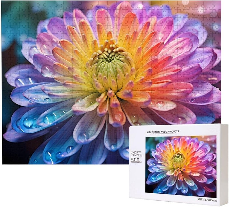 Phayah 500 قطعة لغز زهرة الأقحوان قوس قزح للكبار ديكور المنزل هدية 20.4 × 15 - Image 1