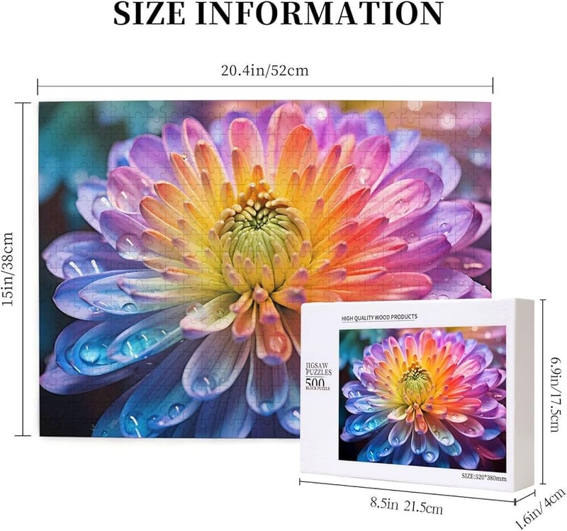 Phayah 500 قطعة لغز زهرة الأقحوان قوس قزح للكبار ديكور المنزل هدية 20.4 × 15 - Image 5