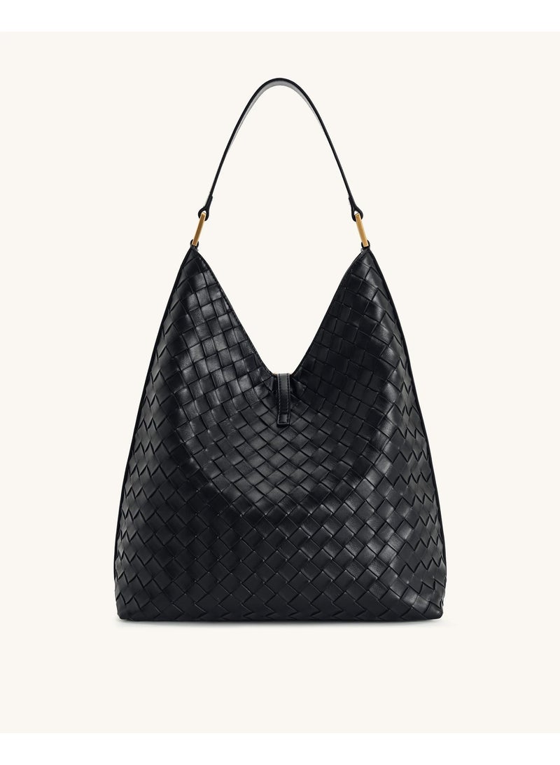 JW PEI tote bag large capacity crossbody bag Aria Woven Texture Shoulder Bag - Woven Black - Image 2