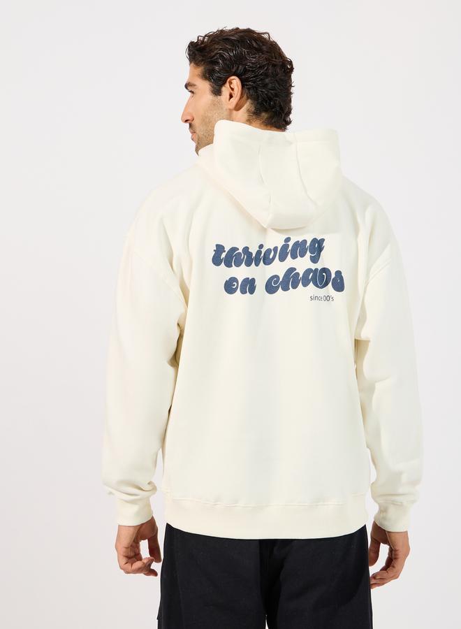 Styli Back Slogan Print Heavy Oversized Hoodie - Image 4
