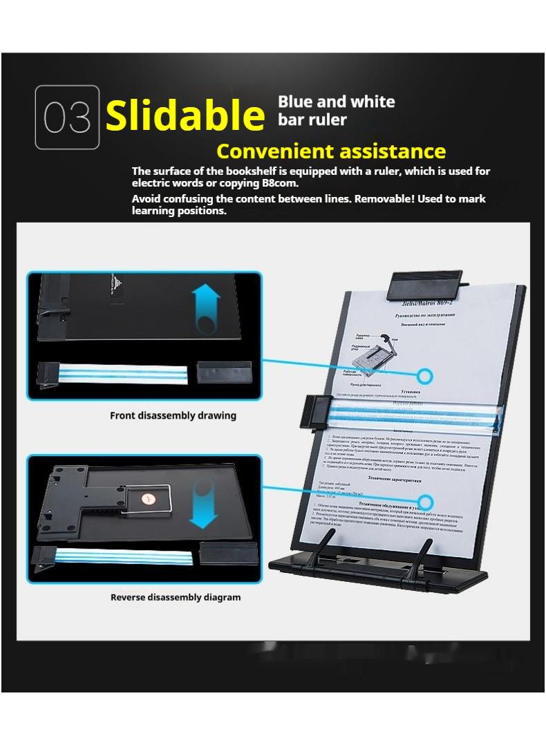 Bluejw حامل مستندات مكتبي مع 7 أوضاع قابلة للتعديل منظم ملفات معدني لإدارة النسخ للكتابة والخطابة والقراءة والموسيقى والكتب والأجهزة اللوحية للمكتب - Image 5