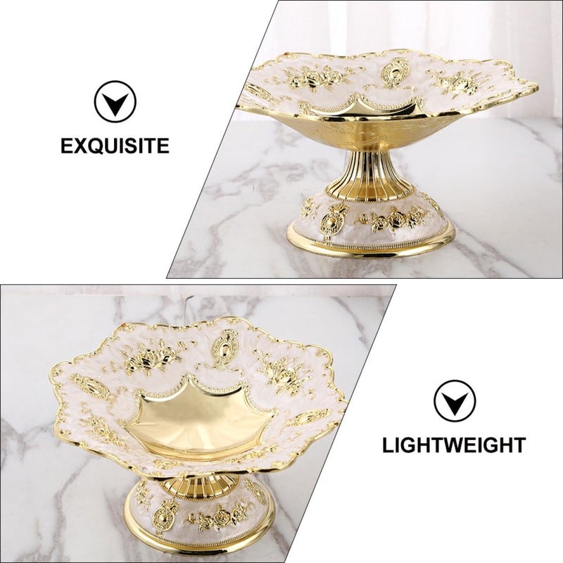 Platinum Alloy Metal Fruit Plate Retro Serving Dish For Home Dining Party - Image 4