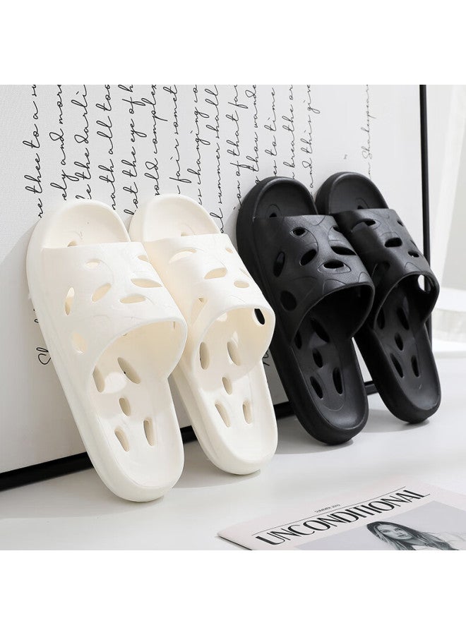 GUOLUOFEI Bathroom Slippers Men And Women Summer Indoor Shower Hollow Out Eva Bathroom Slippers Black 36-37 - Image 1