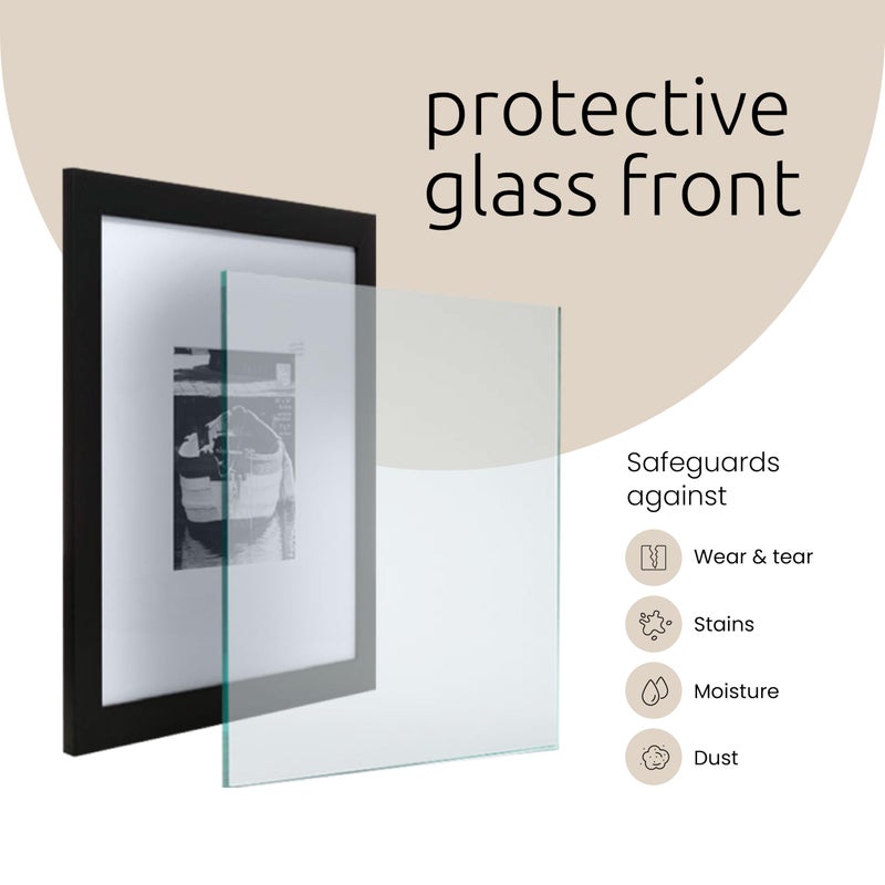 Kiera Grace Matted Classic Langford Picture Frame, Holds a 5" x 5" Photo, 10" x 10" Large Wood Picture Frame for Wall Hanging and Photo Display, Black - Image 5