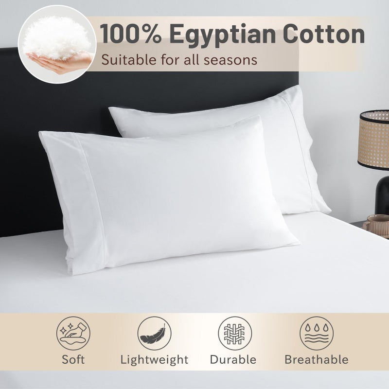 MEISHANG Extra Deep Pocket Cotton Sheets King Size  Fits 18""-24"" in Deep Mattress  100% Egyptian Cotton 800 Thread Count  Hotel Style Percale Sheet - White - Image 3