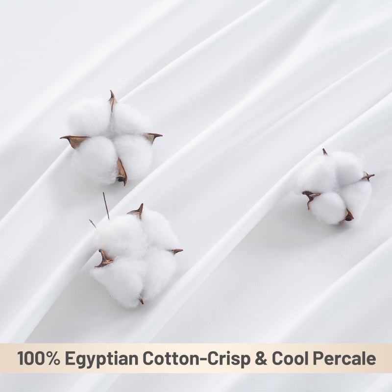 MEISHANG Extra Deep Pocket Cotton Sheets King Size  Fits 18""-24"" in Deep Mattress  100% Egyptian Cotton 800 Thread Count  Hotel Style Percale Sheet - White - Image 2