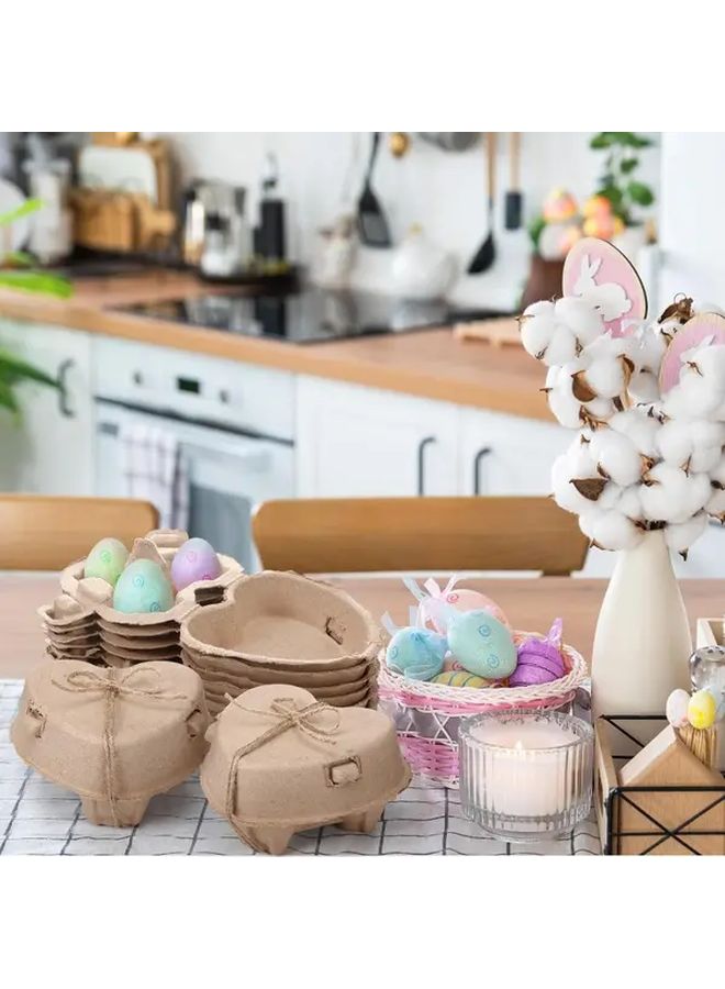 Heart Shaped Easter Egg Cartons 38pcs Paper Pulp Baskets with Jute Rope - Image 3