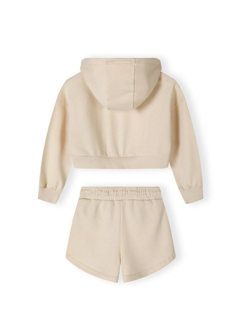 MINOTI Kids Girls Hoodie and Shorts Set with Print and Zip Closure - Image 3