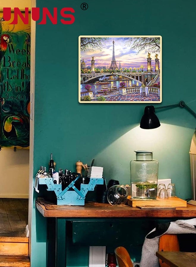 UNUNS Paint by Numbers Kit for Adults,DIY Eiffel Tower and Bridge at Sunset Painting on Canvas, Acrylic Paint Set,Suitable for Beginners,Paris Art for Home Decoration Gifts,40x50cm - Image 5