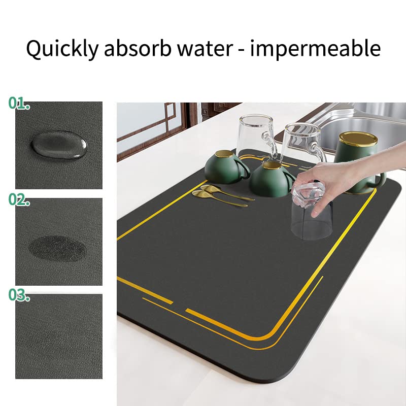 Deoxys Draining Mat Super Absorbent Kitchen Sink Drainer Mat Quick Dry Dish Drainer Mat AntiSlip Draining Mat for Kitchen Counter 40 30cm - Image 3