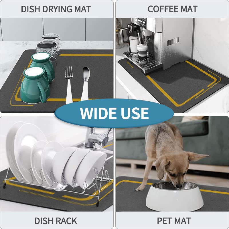 Deoxys Draining Mat Super Absorbent Kitchen Sink Drainer Mat Quick Dry Dish Drainer Mat AntiSlip Draining Mat for Kitchen Counter 40 30cm - Image 2