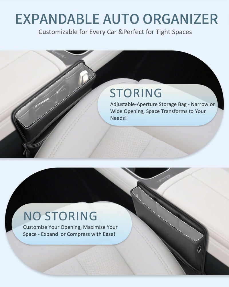 FLORICH Car Seat Gap Filler Organizer, 2-in-1 Seats Gap Filler Organizer and Storages Between Seat Car Gap Filler, Car Organizer Front Seat Universal Fit for Car SUV Truck Black 1 Pack - Image 4