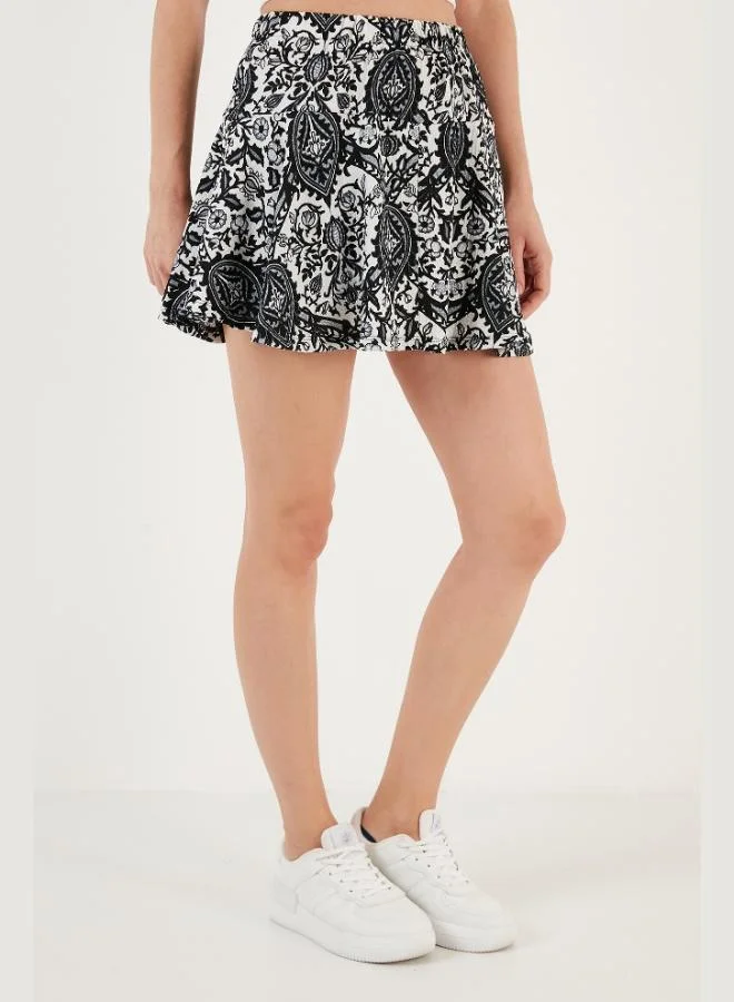 Lela Lela Patterned Elastic Waist Mini Short Skirt Women's SHORT SKIRT 5865118