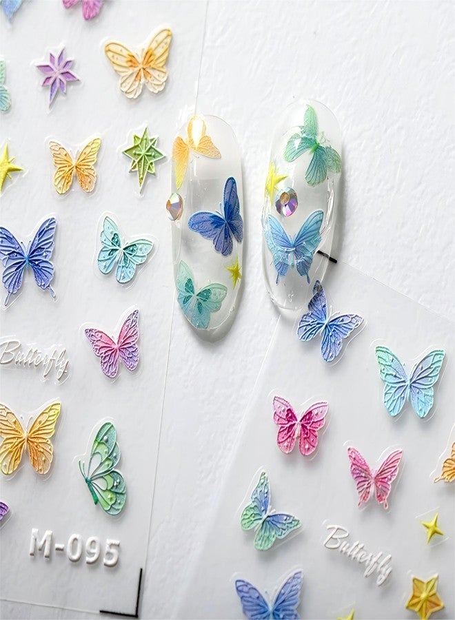 Dedyel Butterfly Nail Art Stickers 5D Embossed Aurora Butterfly Self-Adhesive Nail Stickers for Women Girls DIY Nail Decoration - Image 3