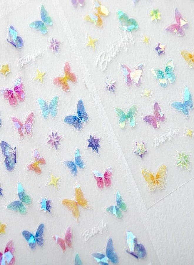 Dedyel Butterfly Nail Art Stickers 5D Embossed Aurora Butterfly Self-Adhesive Nail Stickers for Women Girls DIY Nail Decoration - Image 4