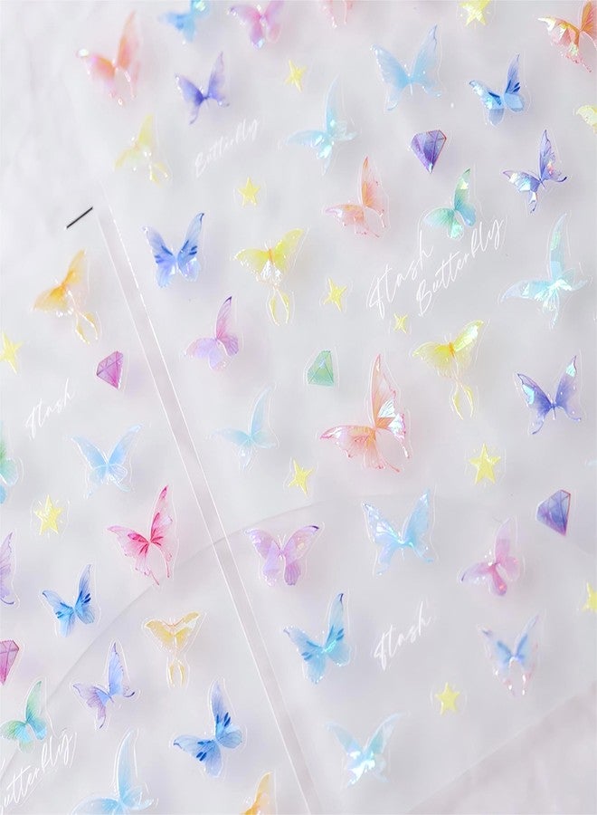 Dedyel Butterfly Nail Art Stickers 5D Embossed Aurora Butterfly Self-Adhesive Nail Stickers for Women Girls DIY Nail Decoration - Image 5