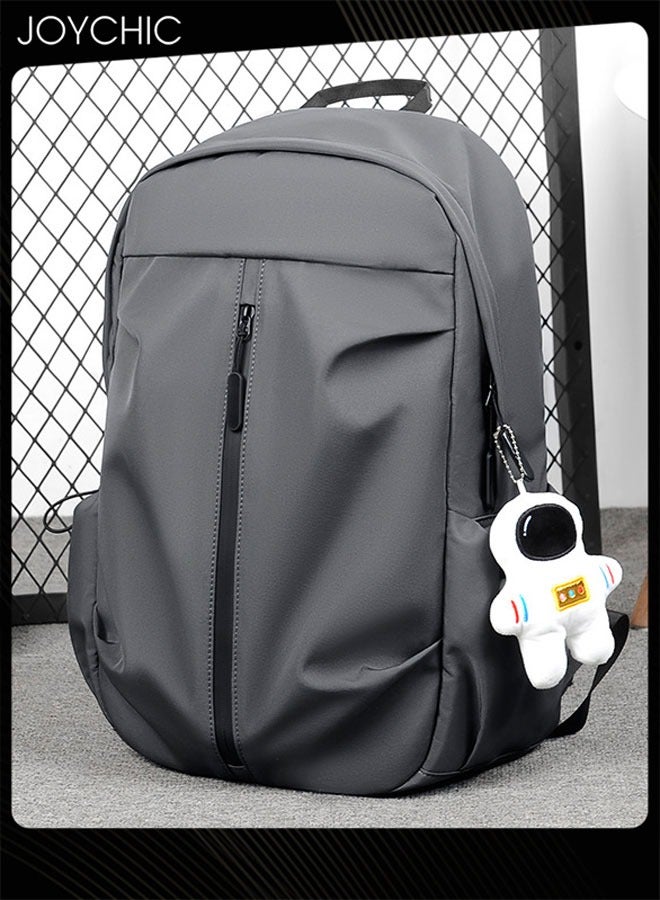 Joychic حقيبة ظهر يومية مضادة للسرقة من البوليستر بتصميم جديد، مقاومة للماء، بسعة كبيرة، حقيبة مدرسية مع قلادة رائد فضاء رمادية - Image 2