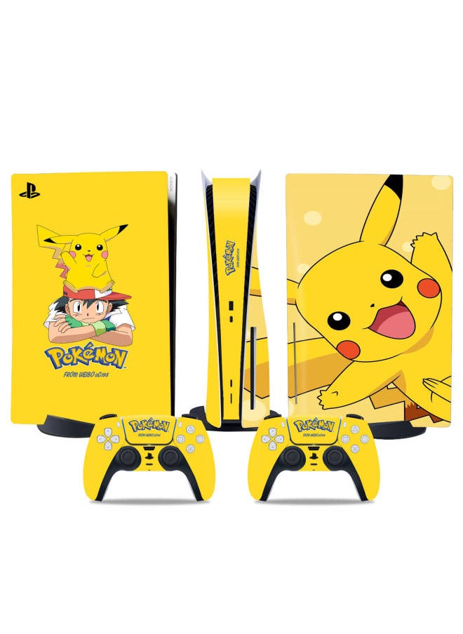 Generic PS5 CD-ROM Version Sticker PS5 Digital Version Of The Main Machine Handle Sticker Pikachu Doraemon Support A Generation Of Hair-Color:Yellow DiskPS5-5008  - Image 4
