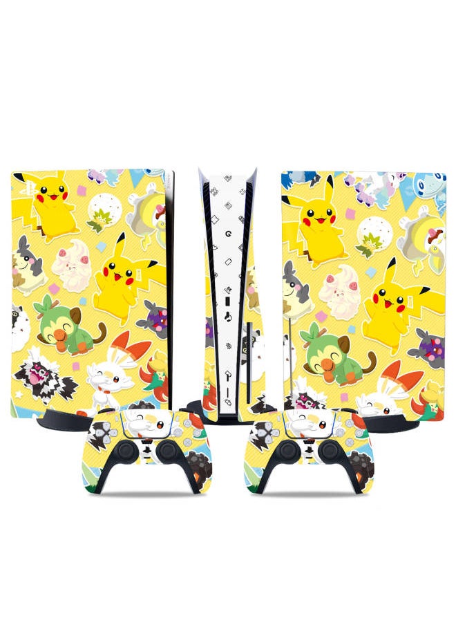 Generic PS5 CD-ROM Version Sticker PS5 Digital Version Of The Main Machine Handle Sticker Pikachu Doraemon Support A Generation Of Hair-Color:Yellow DiskPS5-5008  - Image 5