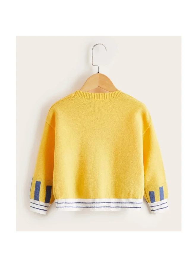 ليتل سربرايز بوكس Kids Yellow Cardigan Sweater V neck with front pockets