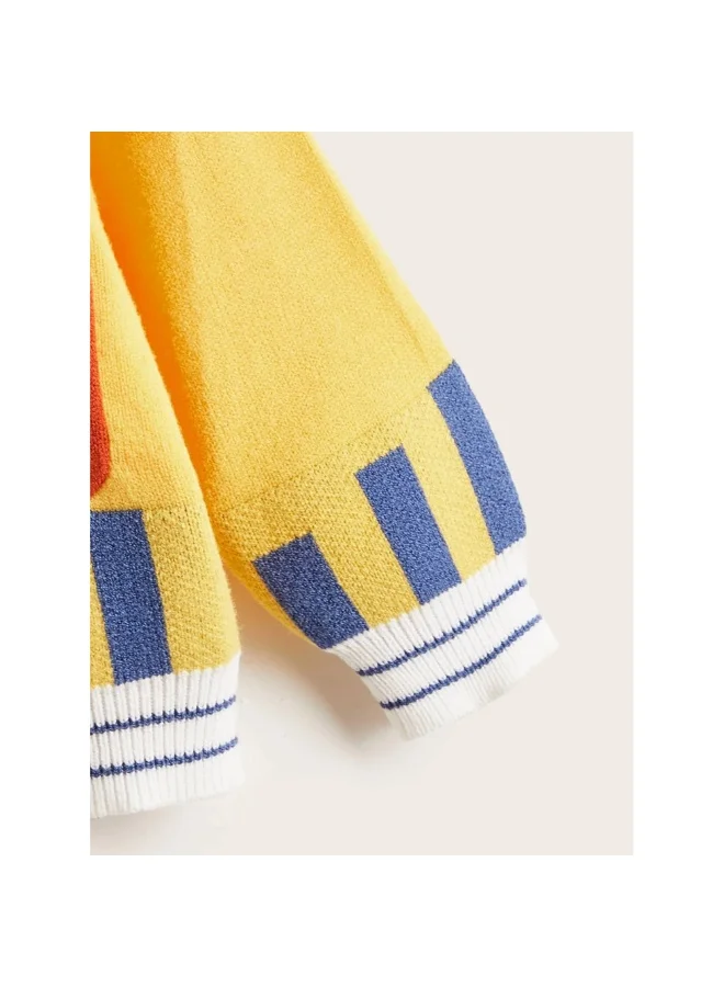 ليتل سربرايز بوكس Kids Yellow Cardigan Sweater V neck with front pockets