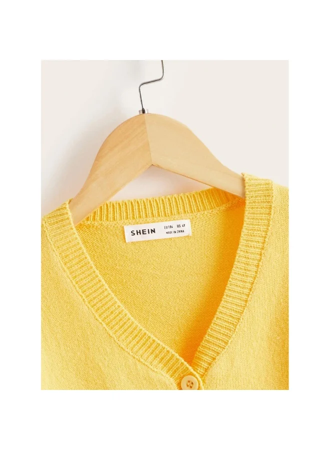 ليتل سربرايز بوكس Kids Yellow Cardigan Sweater V neck with front pockets