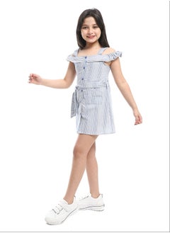 Andora Cold Shoulders Striped Buttoned Dress  - Image 3