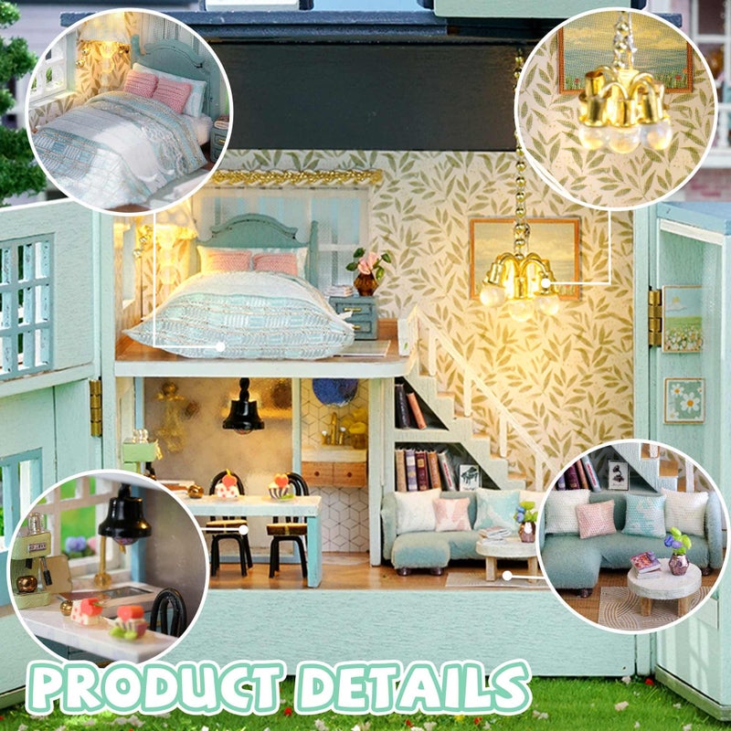 Flever Dollhouse Miniature DIY House Kit Creative Room with Furniture for Romantic Valentine's Gift (Warm House) - Image 4